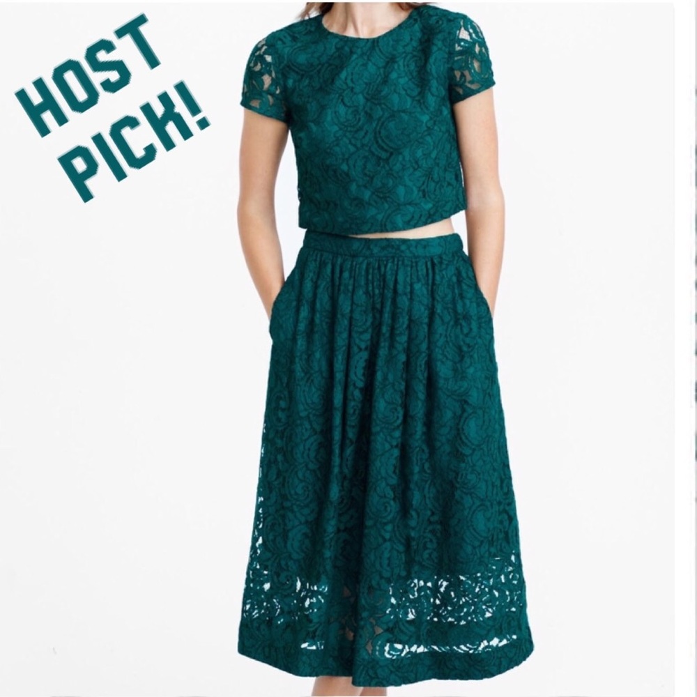 J. Crew Emerald Green Lace Dress